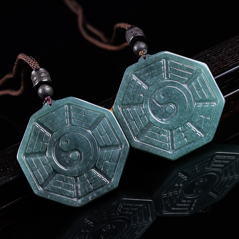 Eight-Seal Pendant Jade Natural Jadeite a Goods Jade Bagua Protector Pendant Jade Pendant Jade Pendant Brand Gift to Ensure Safety