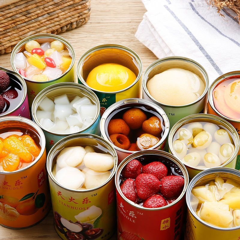 Fresh fruit canned mixed pack 425g per can Full box canned sweet and sour yellow peach canned coconut free shipping wholesale
