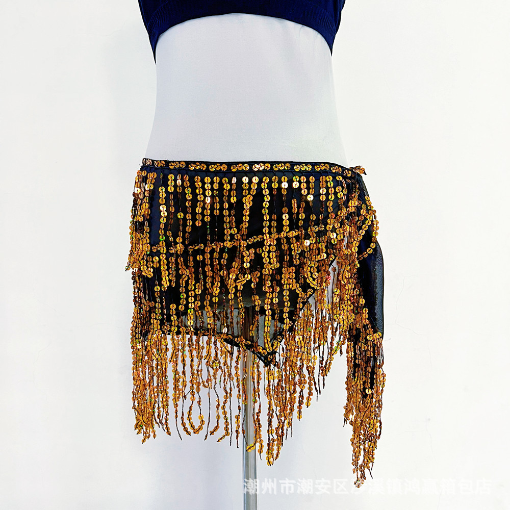Belly dance tassel waist chain Bosimi hip towel skirt new sequined belt performance waist towel factory in stock wholesale