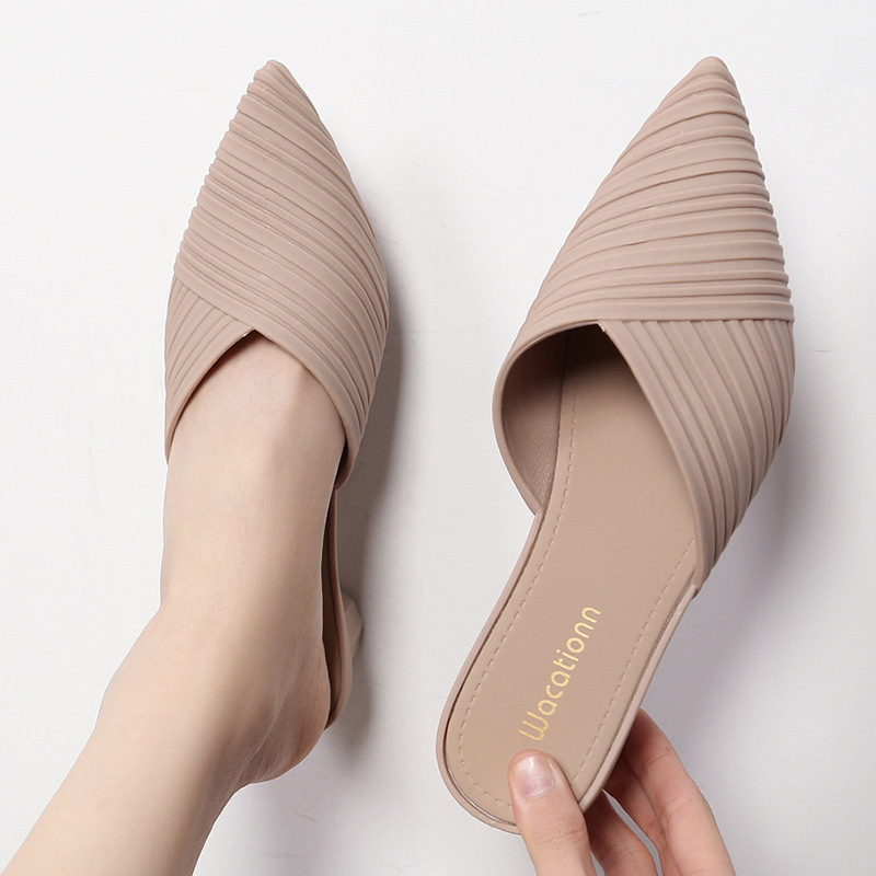 Известные в интернете тапочки на высоком каблуке для женщин, летние, полутеплые, модные, универсальные, остроносые, нескользящие, утолщенные