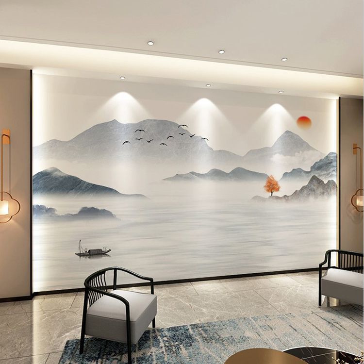 3D Chinese Ink Landscape Painting Wallpaper Living Room Tv Background Wall Cloth Bedroom Wallpaper Film and Television Wall Cloth Mural