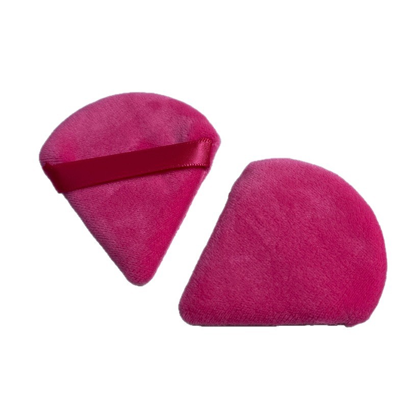 Triangular Flocked Double-Sided Loose Powder Air Cushion Powder Puff Makeup Dense Powder Setting Sponge Super Soft Crystal Velvet Fan-Shaped Powder Puff