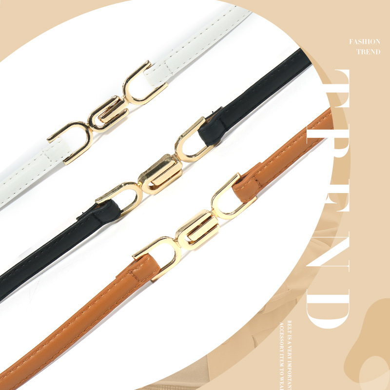 New Women's Buckle Adjustable Thin Belt Fashion Elegant Dress Suit Sweater Belt Decorative Waist Belt