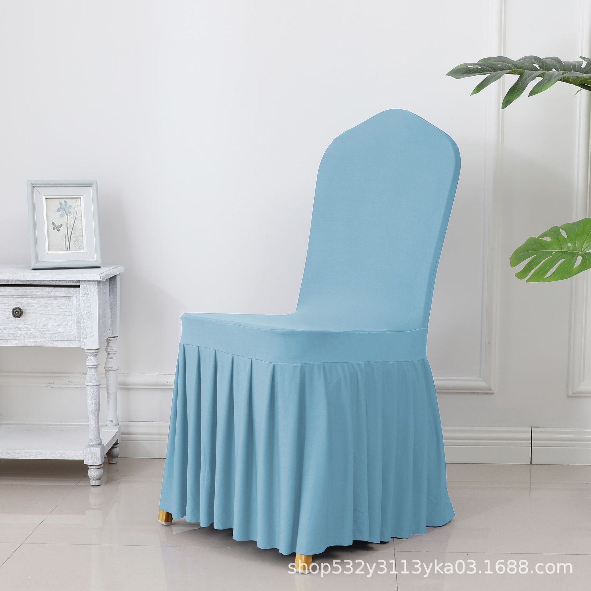 Banquet Chair Cover Thickened Stretch Pleated Skirt Dining Chair Cover Wedding Hotel Hotel Skirt Edge Hotel Cloth