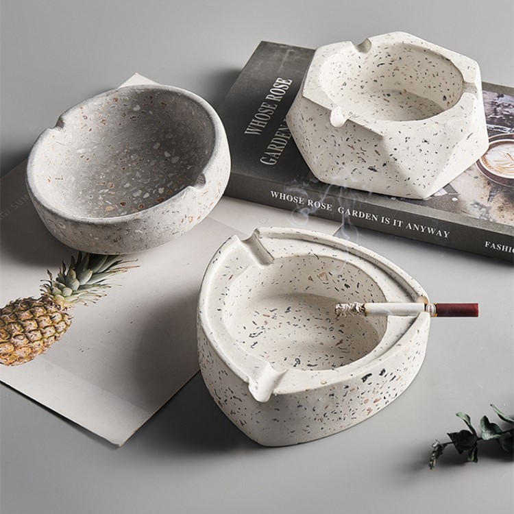 Керамический пепельница в стиле ресторана, трендовые цементные изделия, креативная terrazzo пепельница