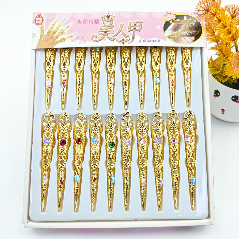 Beauty Gold Nail Set Thousand-Hand Guanyin Ancient Costume Long Nail Set Stage Performance Children's Canteen Toys