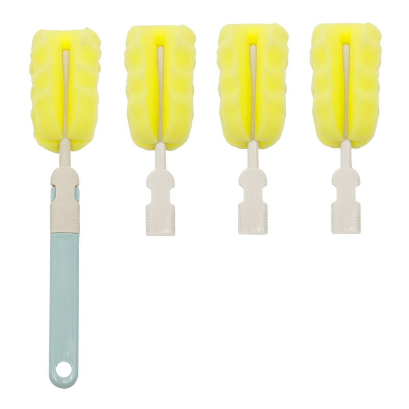 Detachable Bottle Brush with Sponge, Bottle Brush with a Straight Handle, Cleaning Brush for Babies, Cleaning Brush Head, Washing and Storage