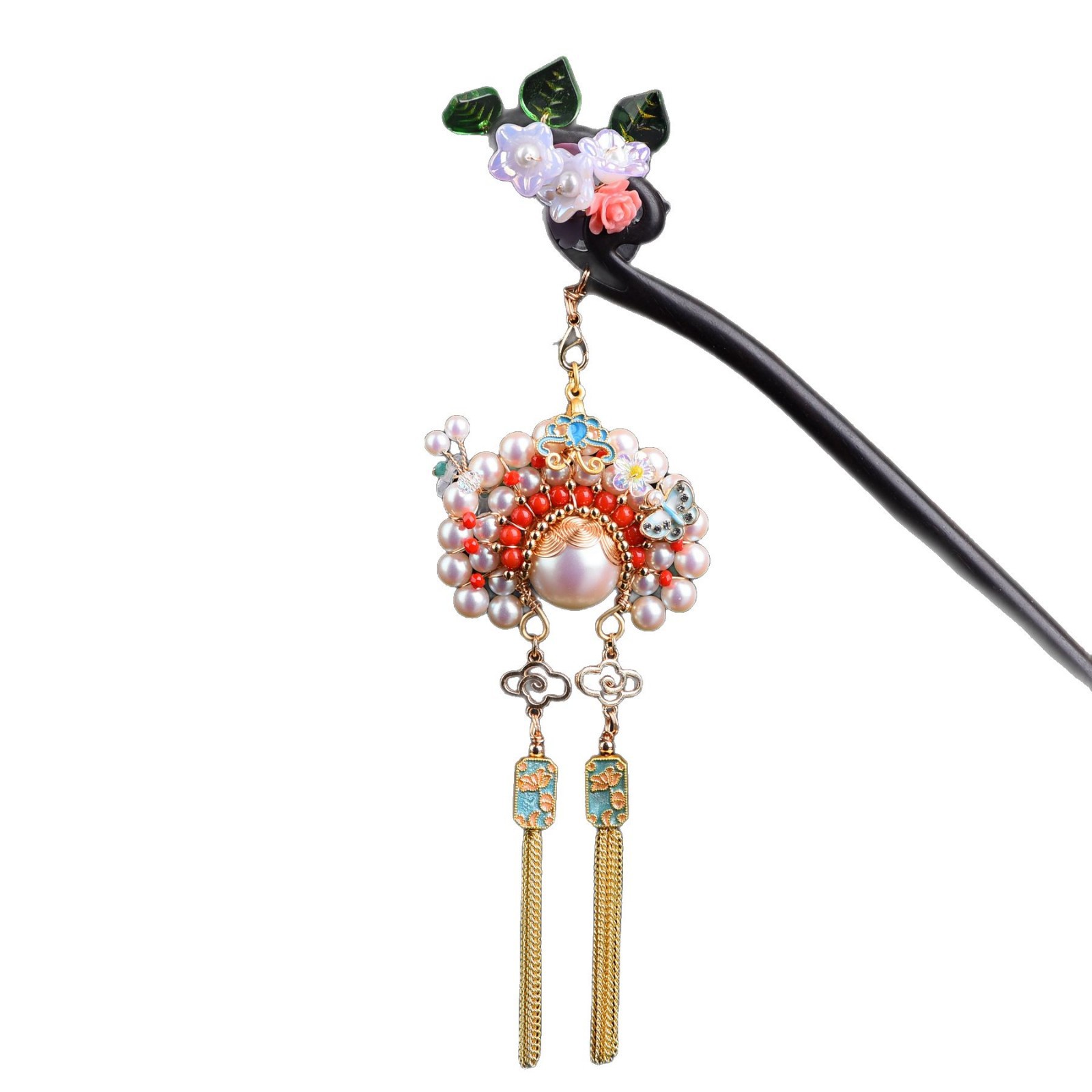 Original Knife Horse Dan Jewelry Double-sided Chinese Style National Fashion Elegant Long Niche Style Earring Necklace Jewelry
