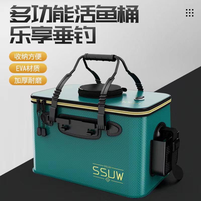 Eva Foldableing Thickeneded Fishing Bucket Pattern Live Fish Bucket Portable Fish Bucket Fishing Supplies Multi-Purpose Wild Fishing Bucket