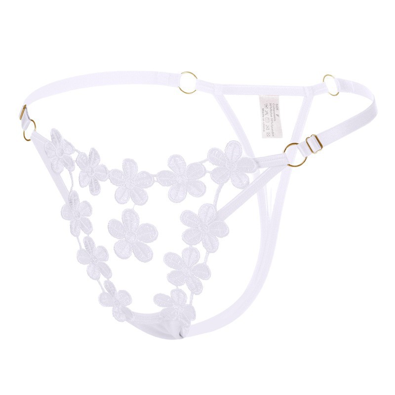 Underwear Manufacturers Wholesale Supply Foreign Orders European Size Sexy Embroidered Elastic Band Comfortable and Breathable Women's Thong 222