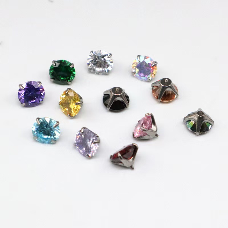 Hot sale titanium steel outer teeth super flash mini color zirconium inlaid zirconium thread diy earrings lip nails nose nails piercing accessories