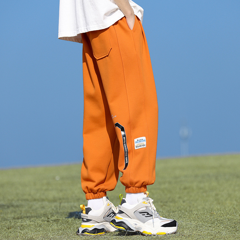 American casual pants men's loose ankle-tied plus size sports trousers 2024 new spring fashion brand sweatpants men