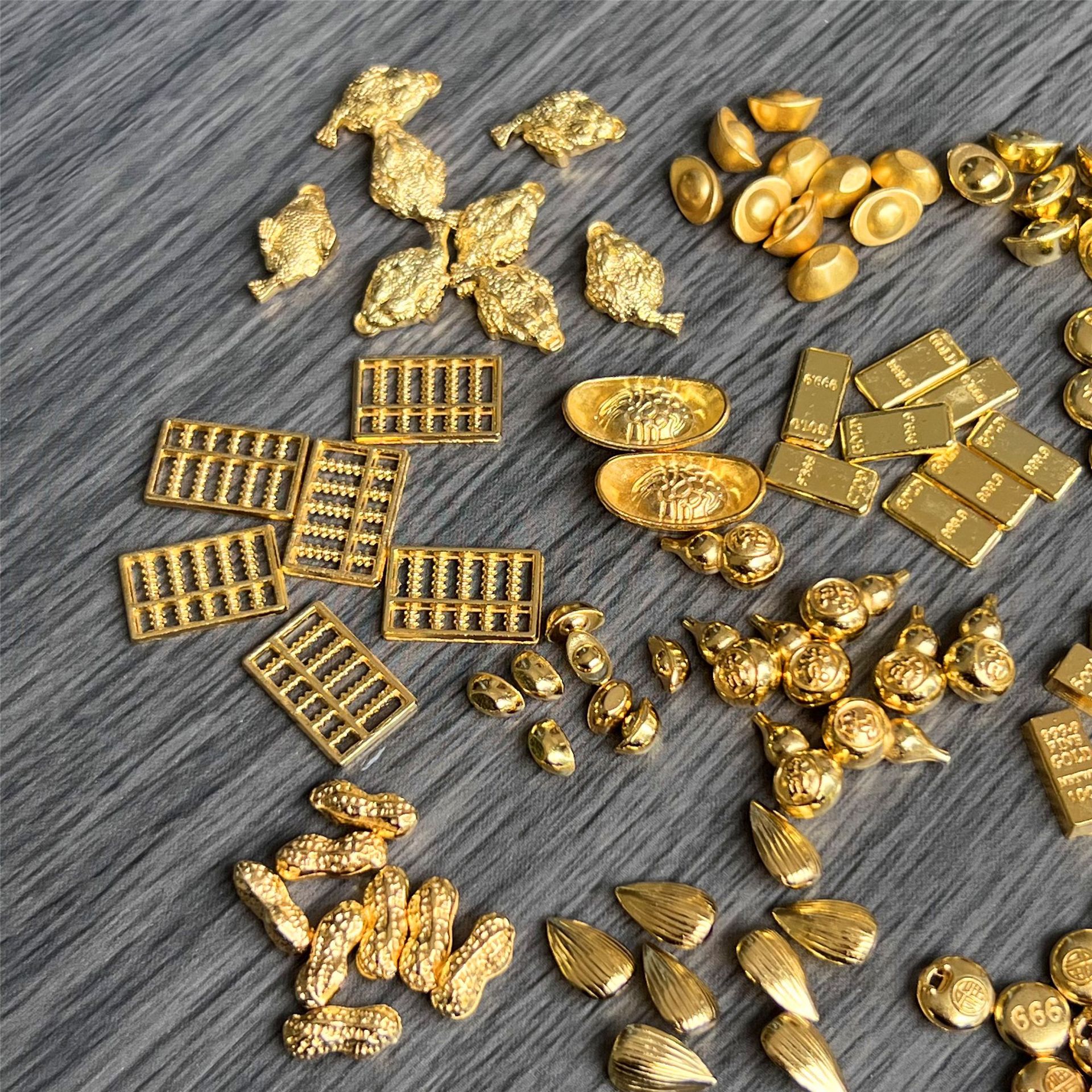 Mini Alloy Ingot Peanut Melon Seed Lucky Bag Abacus Sand Gold Ingot Handmade DIY Accessories Material Factory Wholesale
