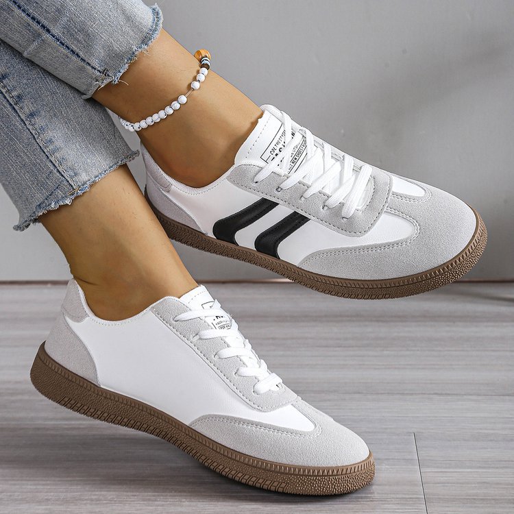 White Shoes for Women, Platform Thick-Soled Women's Shoes, 2025 New Leather Korean Style Versatile Sports Shoes, Student Shoes, Women's Flats
