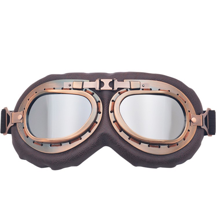 Harley Glasses Goggles Kart Retro Silver Frame Bronze Goggles Angled Motorcycle Windproof Goggles