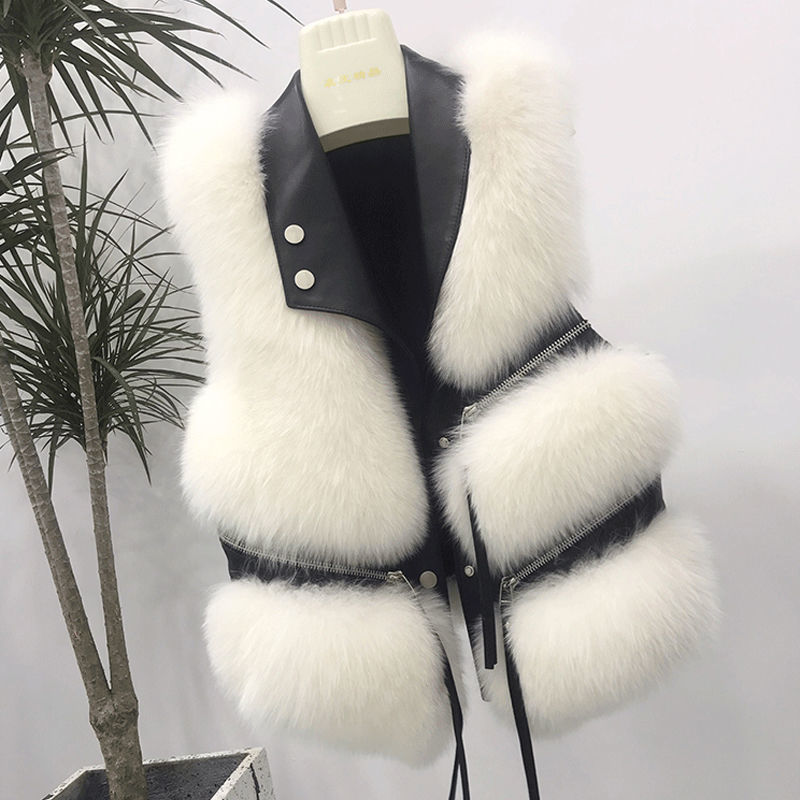 Fur Vest Women's Short Outwear Slim Fashion Young Style Winter Versatile 2023 Splicing Imitation Fox Fur Winter