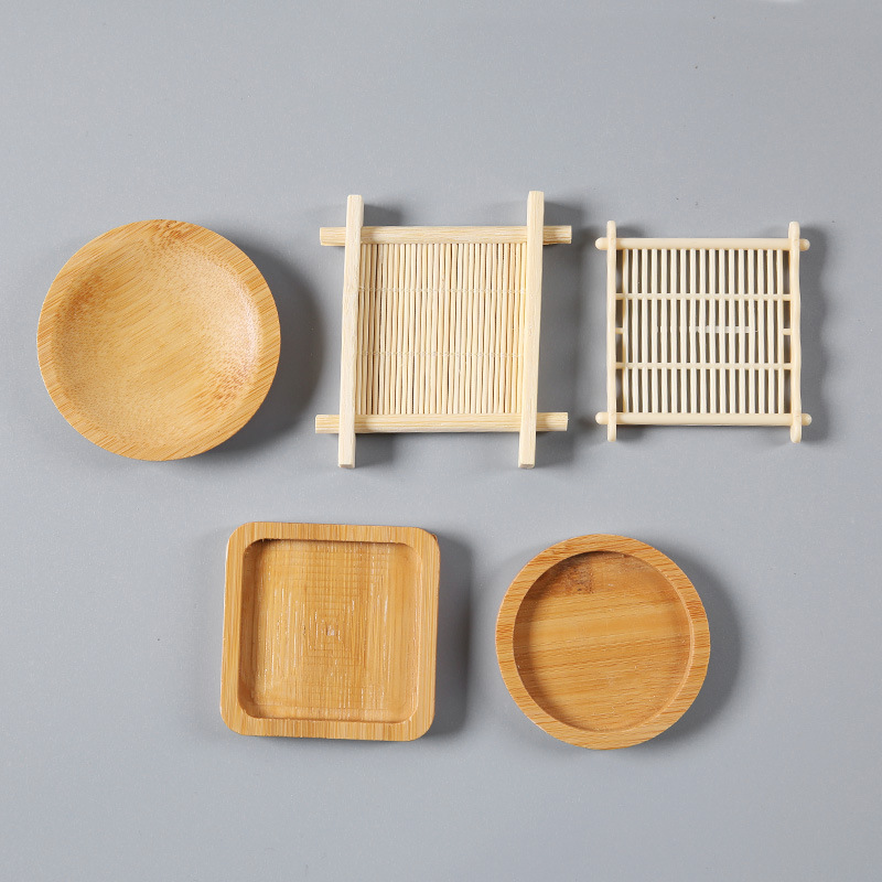 Бamboo Tea Cup Mat Tactoe Coaster Круглая квадратная подставка термоизоляционная подставка для чая свадебная кондитерская подставка маленькая ювелирная декоративная подставка
