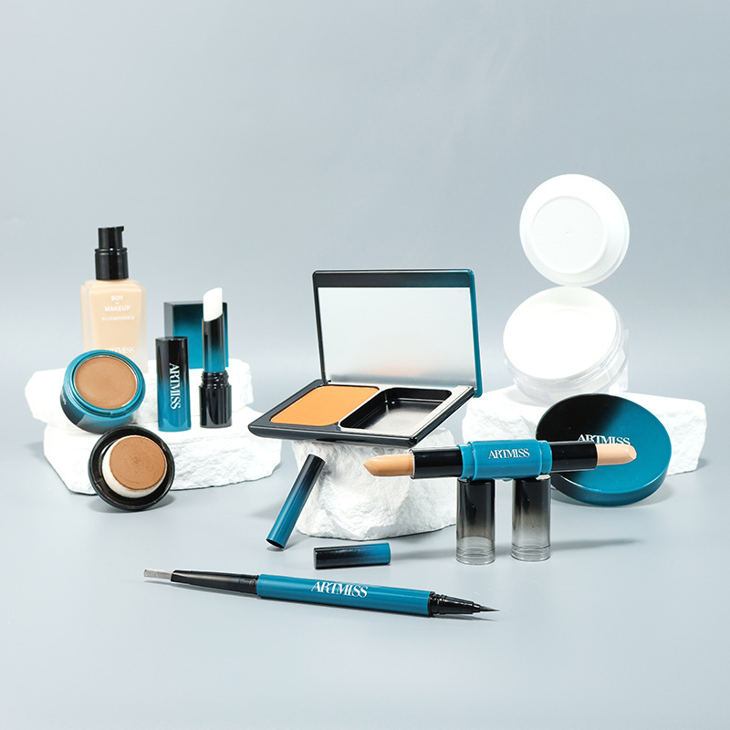 Oem Men's Makeup Customized Processing Oil Control Refreshing Cross-Border Liquid Foundation Concealer Powder Loose Powder Cosmetics Set