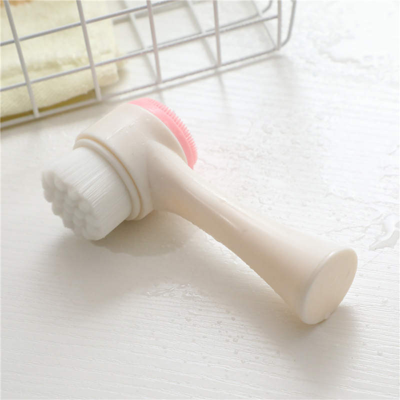 Double-Sided Face Wash Brush Soft-Bristled Silicone Manual Facial Cleanser for Men and Women Manual Cleaning Deep Cleansing Pores Face Wash Brush