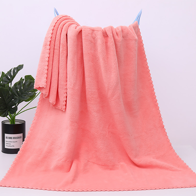 High Density Coral Fleece Large Towel Bath Towel Two-Piece Set Mother and Mother Towel Soft Water Absorbent Household Daily Supplies Return Gift Accompanying Gift