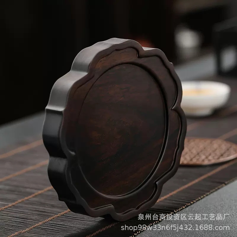 Ebony Pot Bearing Dry Brewing Table Tea Tray Tray Solid Wood Household Pot Dragging Tea Ceremony Accessories Pot Pad Cover Bowl Pad Pot Pad
