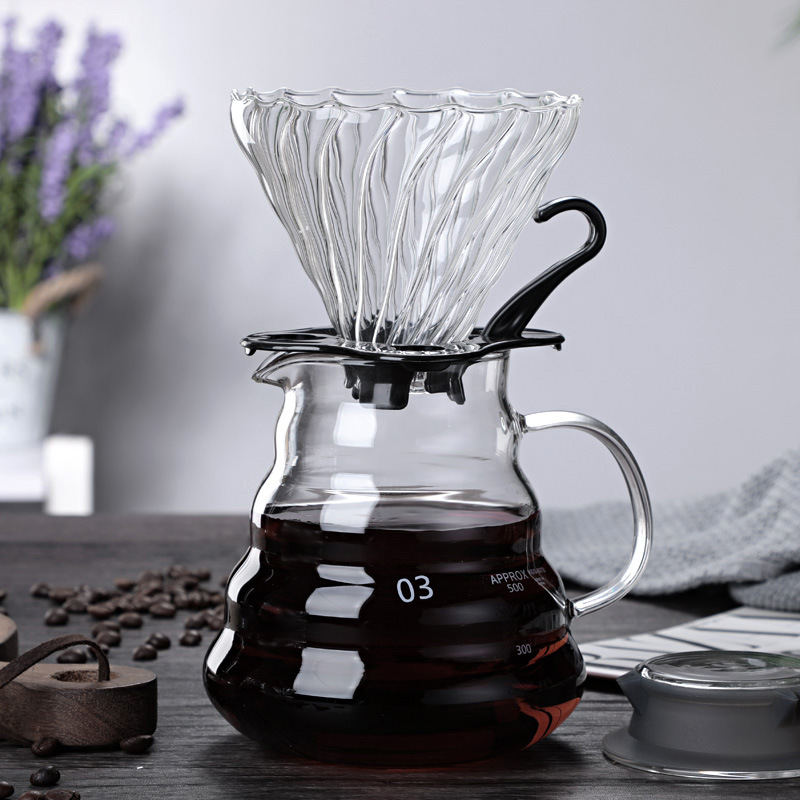 Factory wholesale hand-washed glass coffee pot cloud pot filter cup filter sharing pot set can be printed logo