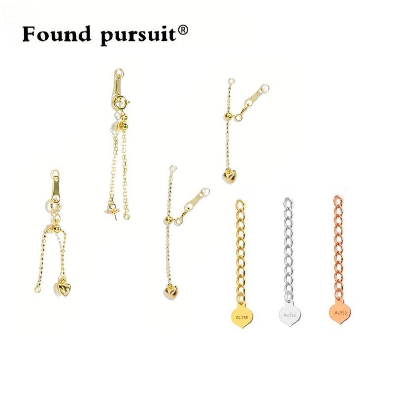 Чистое 18K золотое украшение регулируемая цепочка сердцевидная удлиненная цепочка ожерелье жемчужная DIY браслет цепочка хвост Au750 весенний новый модель