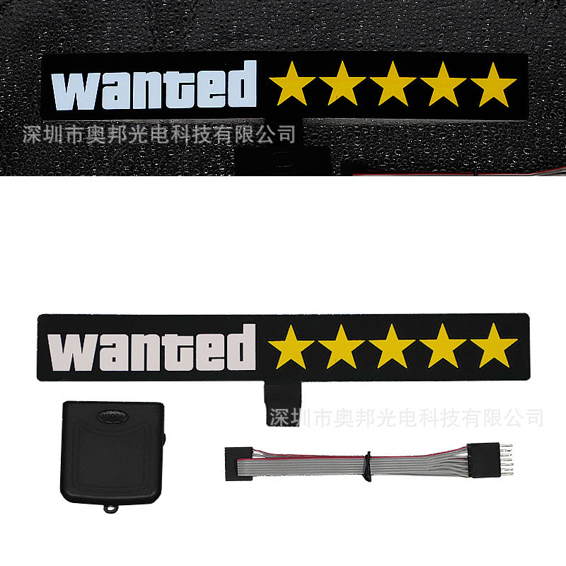 Foreign trade hot sale led light-emitting car stickers cold film heart-shaped pattern JDM wanted five-star light-emitting car stickers pattern