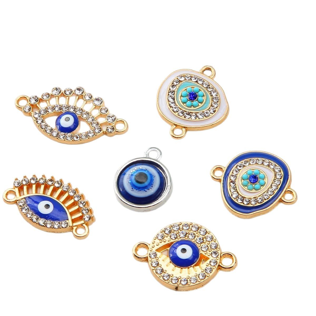 Double Hanging Devil's Eye Eye Connector Single Hanging Resin Evil Eye Diy Bracelet Necklace Accessories Pendant Jewelry