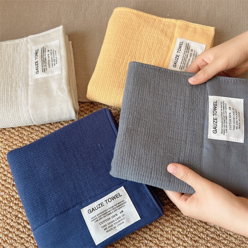Foreign Trade New Air Cotton Gauze Towel Bath Towel Set Bath Cloth Plain Cotton Wrinkled Gauze Soft and Skin-Friendly