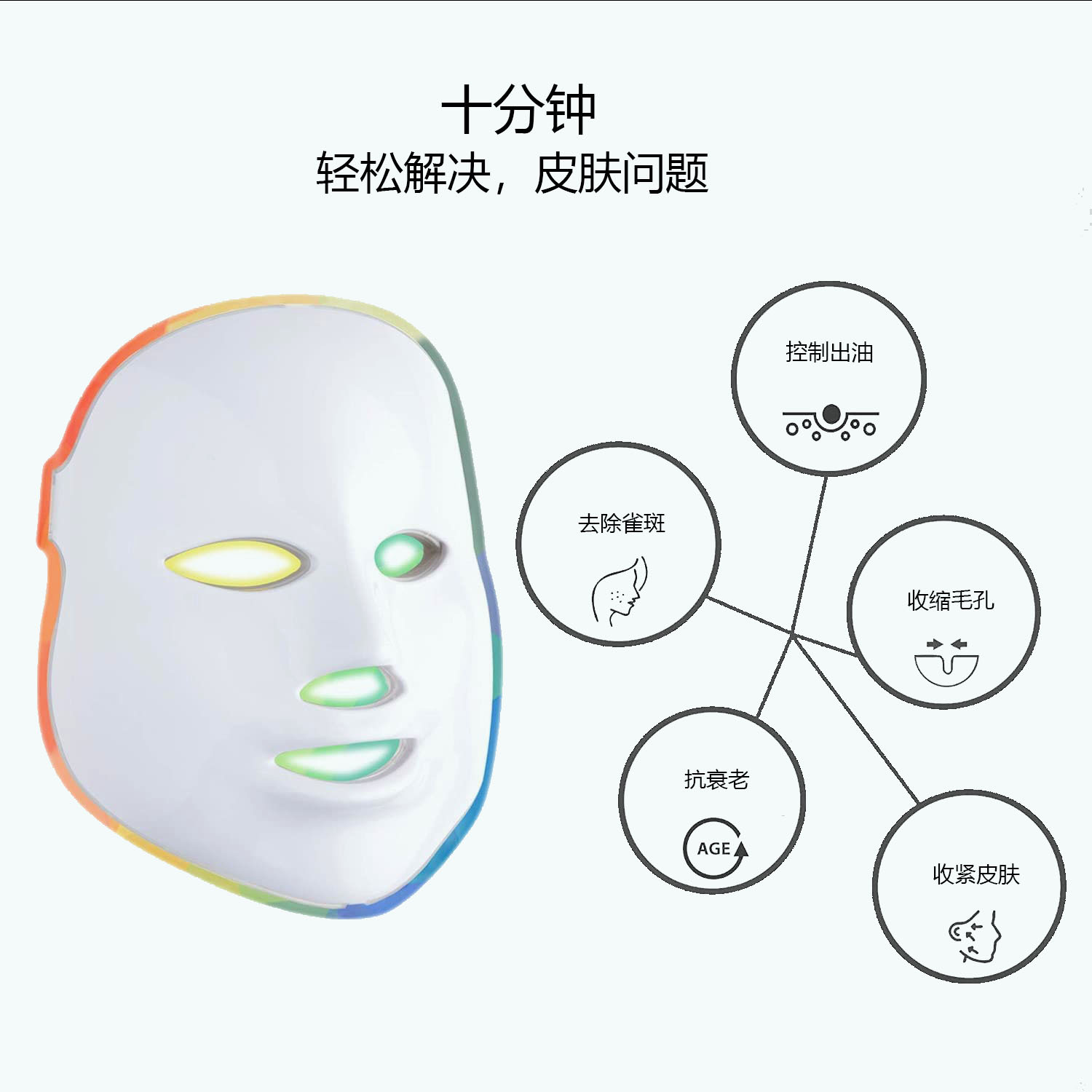7-Color Light Mask Instrument Beauty Mask Mask Instrument Photon Rejuvenation Whitening Mask Home Led Light