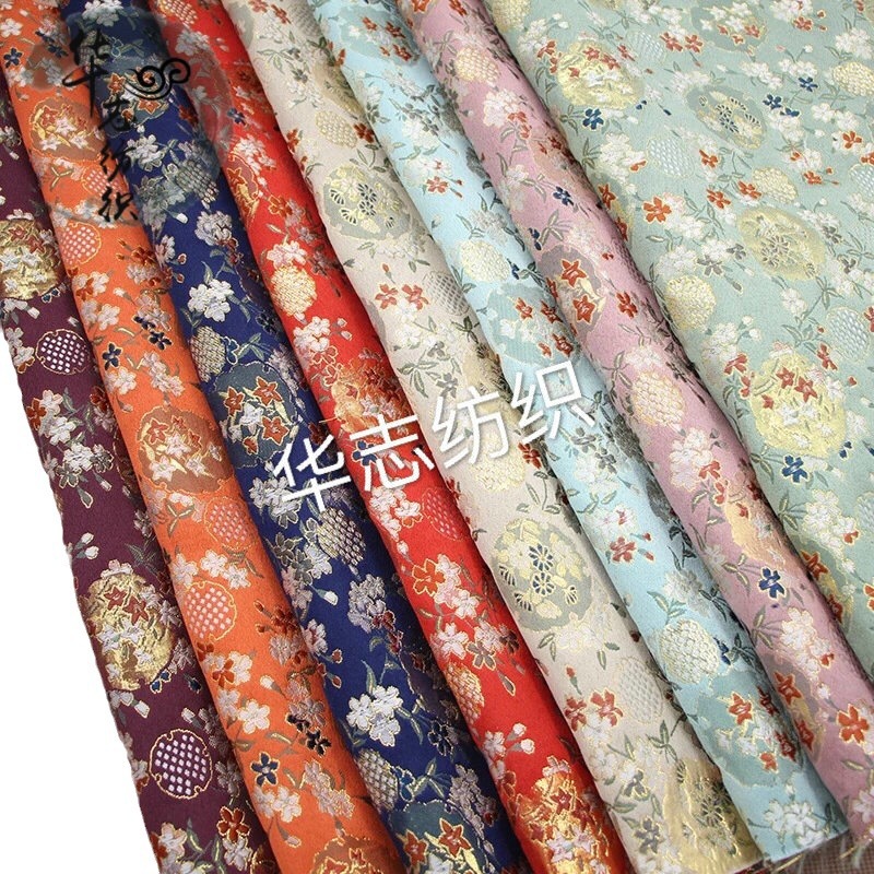 Brocade and Satin Caryophyllum and Japanese Style Small Floral Cherry Blossom Waist Style Cheongsam Vest Fabric