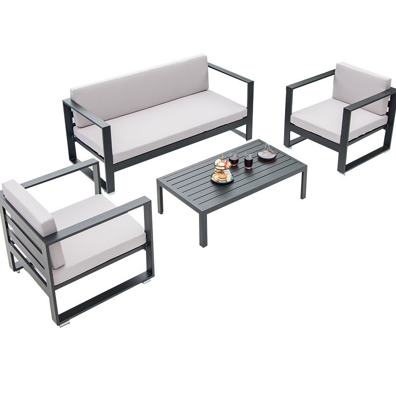Nordic outdoor metal sofa courtyard villa waterproof sunscreen leisure designer furniture hotel aluminum alloy sofa