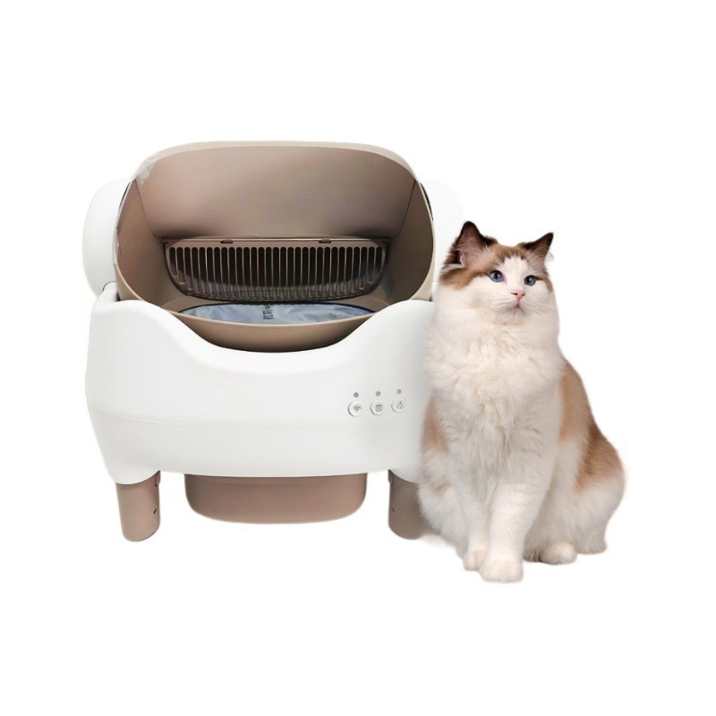 Fully Automatic Smart Cat Litter Box, Open-Type Cat Toilet, Large Capacity, Remote Control Via Mobile Phone, No Stuck Cat Litter Scooping Machine