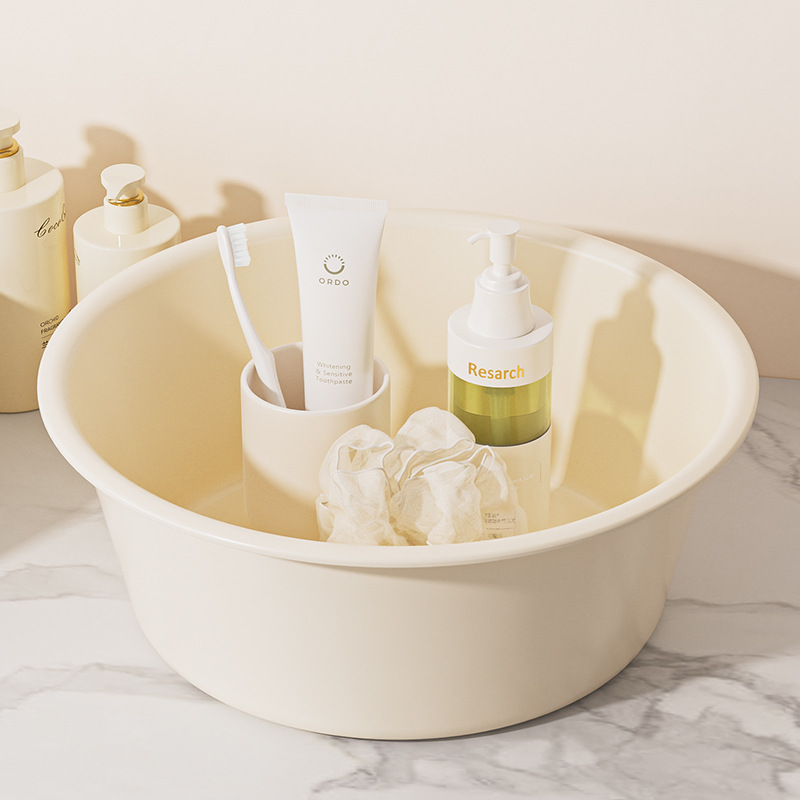 Student Dormitory Thickened Laundry Face Soaking Foot Basin Household Kitchen Large Vegetable Washing Basin Cream Style Plastic Basin