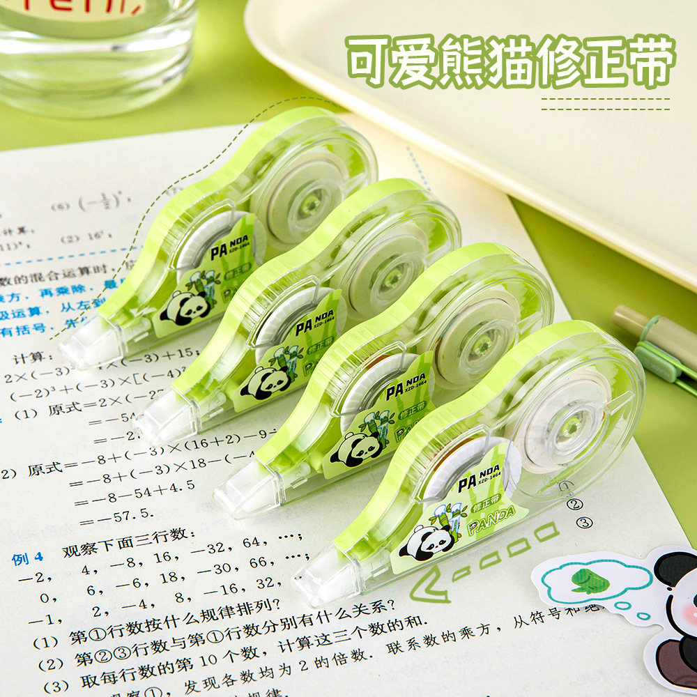 Cartoon Panda Correction Tape Student Cute Large Capacity Transparent Film Correction Tape Creative Learning Stationery Correction Tape