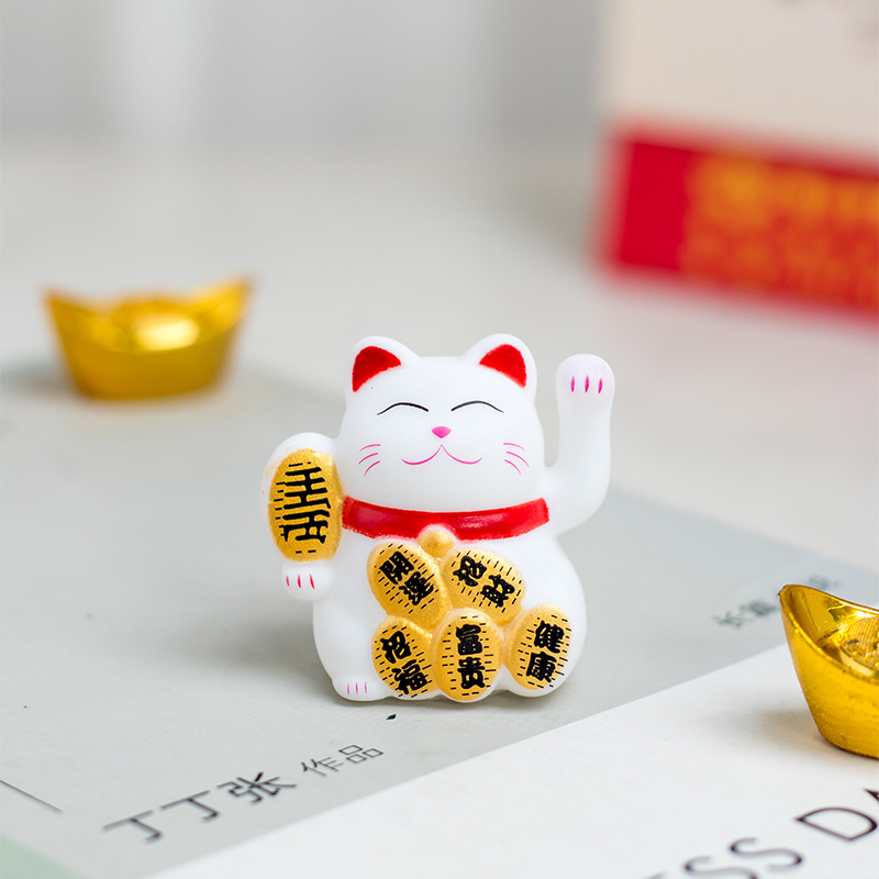 Green plant potted plant Office indoor mini car decoration opening decoration business booming five blessings fortune cat