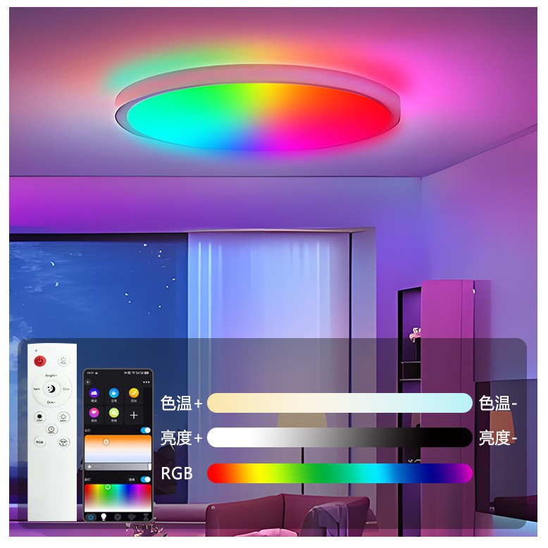 Remote Control Colorful Magnetic Rgb Fan Light Source 36V Low Voltage Dimming Color Light Panel 130mm Light Source Module