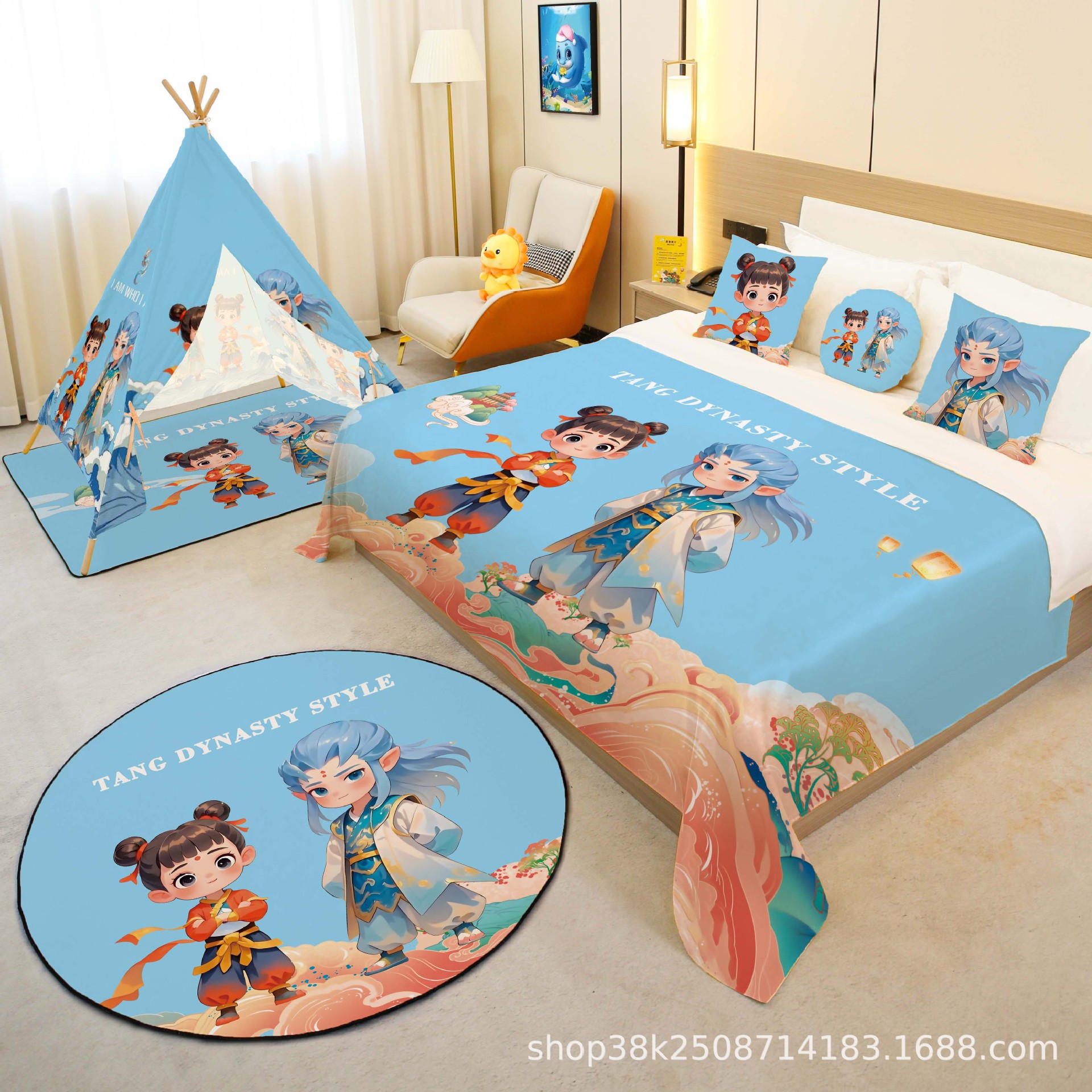 Hotel Family Room Decoration, Hotel Bed Cover, B&B Apartment Resort, Kidsren's Room Bedside Towel, Bed Flag