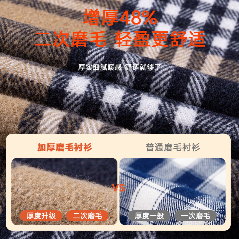 Flannel cotton shirt autumn and winter style not fleece-lined Plaid men's shirt fashion thick long sleeve shirt wholesale