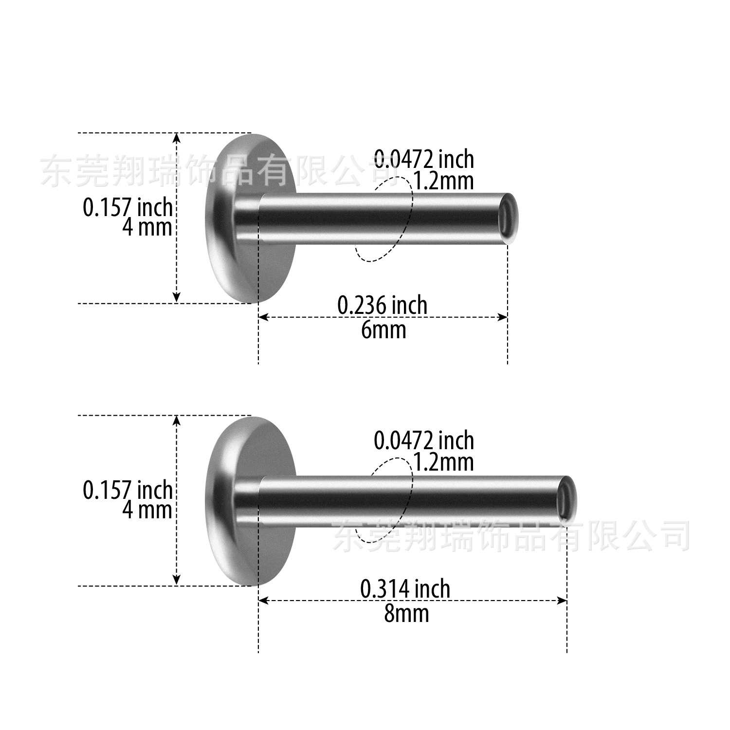 F136 titanium alloy ear bone nail base G23 titanium lip nail base internal thread flat Rod bone nail accessories puncture