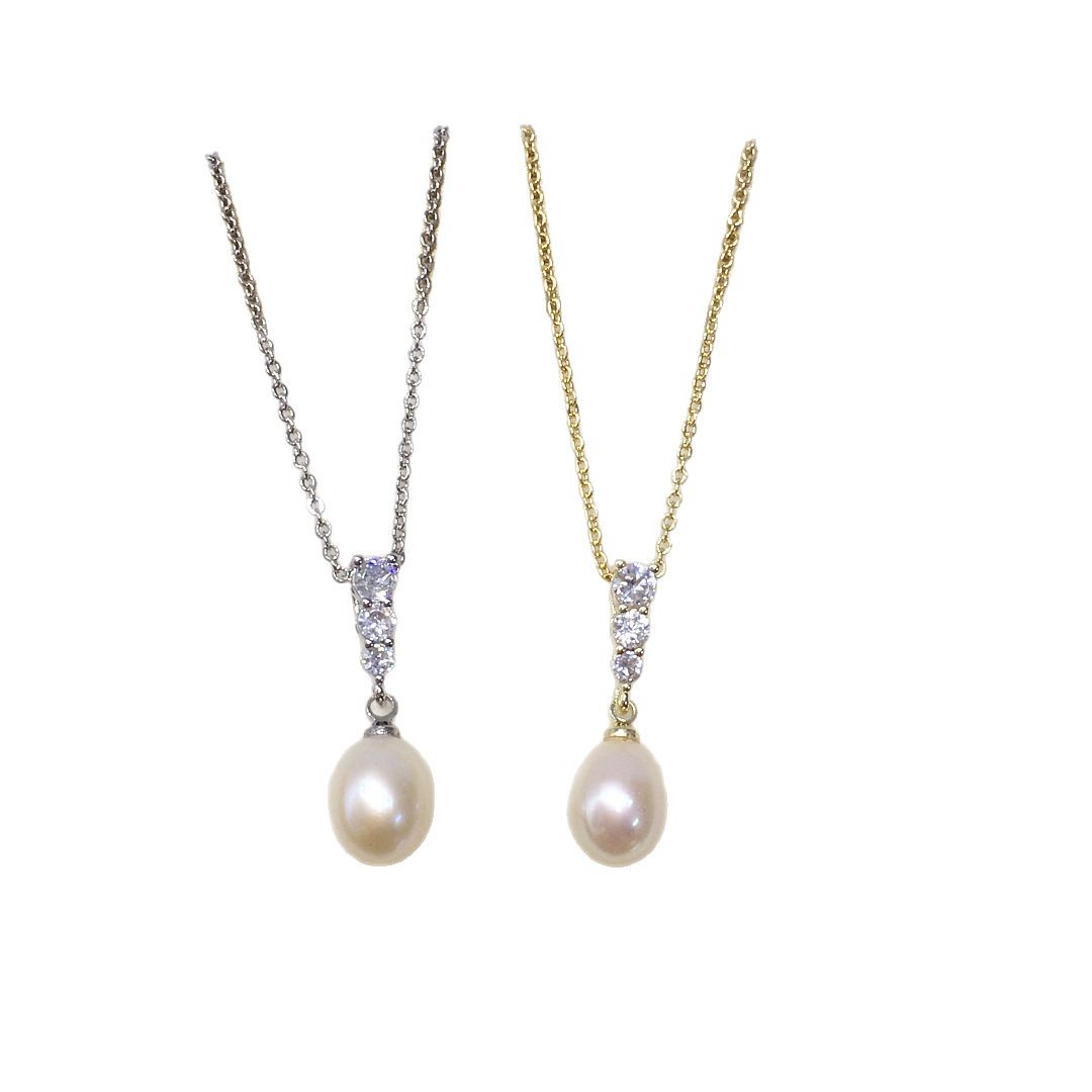 Highlight 5A grade meter-shaped natural freshwater pearl necklace drop-shaped natural pearl pendant live wholesale cross-border