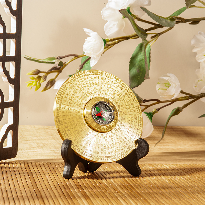 Yiwu Factory Brass Compass Fingertip Gyro Bagua Plate Brass Metal Crafts Ornaments Rotatable Copper Compass
