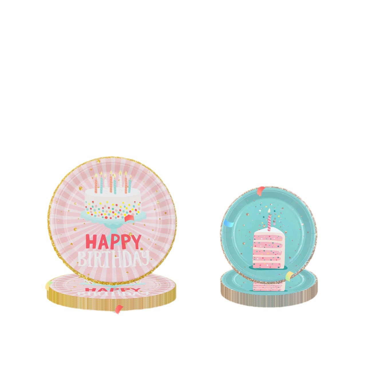 Amazon Paper Tray Paper Cup Cross Border New Birthday Party Cake Balloon 350g Printing Disposable Party Set