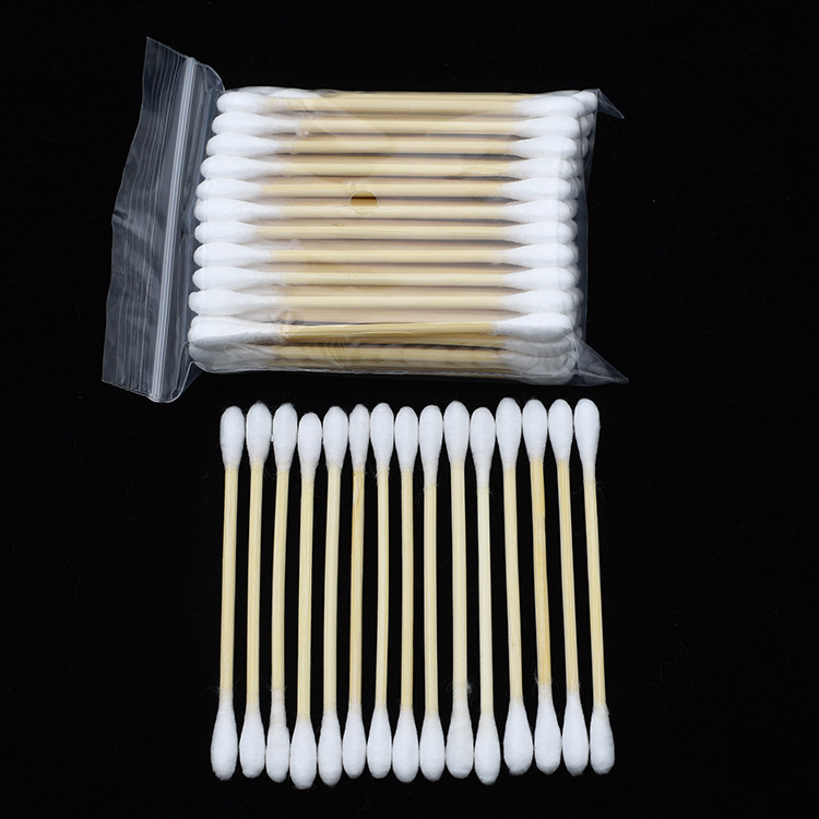 Beauty and hairdressing disposable wooden stick two-head cotton swab cool era cotton swab makeup stick household ear cleaning sanitary cotton swab