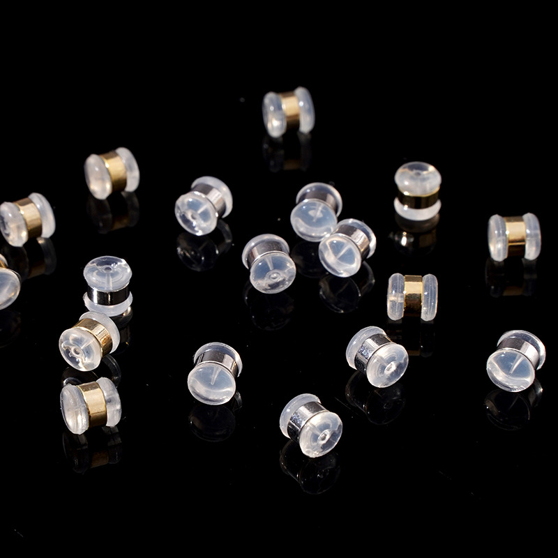 Silicone Ear Plugs, Real Gold Electroplating, Transparent Burger Anti-Falling Earring Accessories, Ear Studs, Ear Back Bundle Ear Plugs, Anti-Allergic Ear Plugs