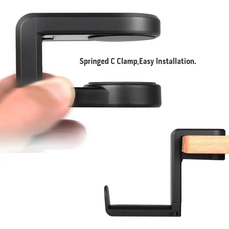 Tableside Clip-On Hook Headphone Stand 360 Degree Rotating Headphone Stand Storage Headphone Stand Free of Installation