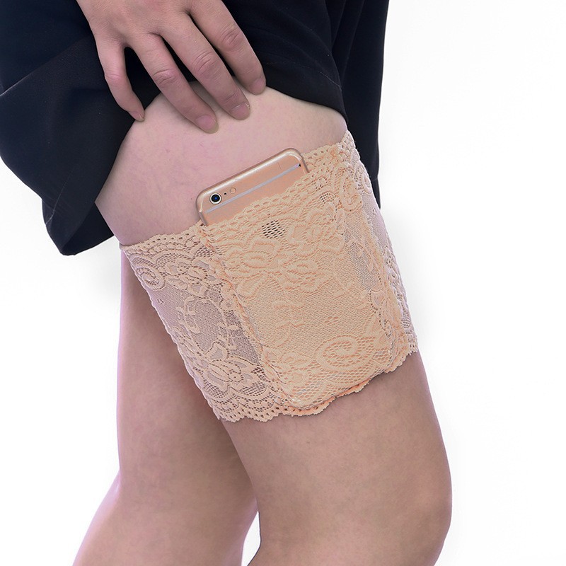 European and American Popular Silicone Non-Slip Lace Socks, Thin Thigh Covers, Anti-Friction Invisible Women's Garters with Flap Pocket Pantss