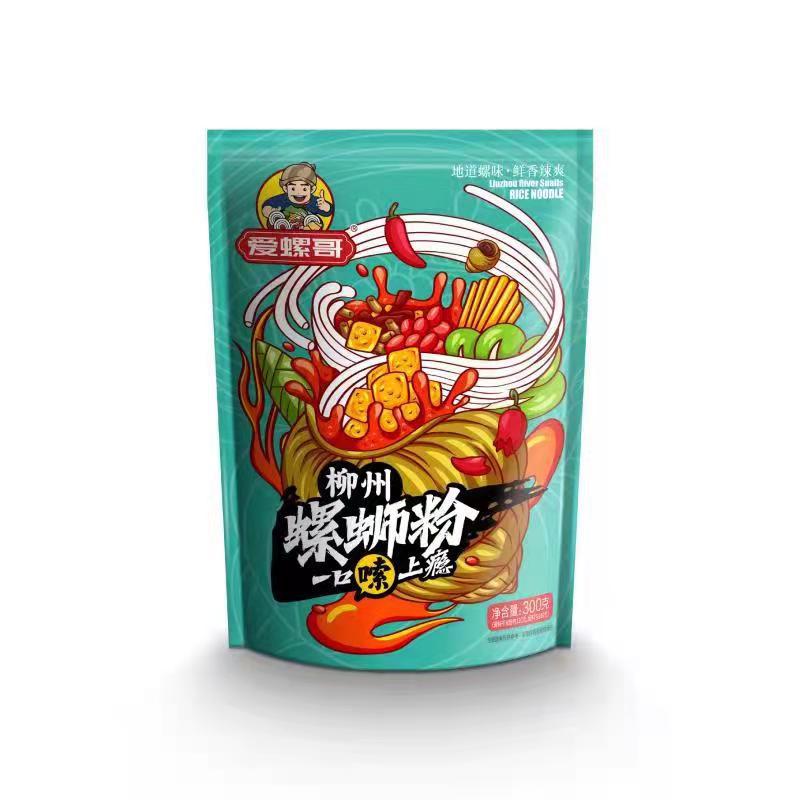 Ai Luo Ge Guangxi Authentic Snail Noodles Liuzhou Bagged Snail Noodles 300g Snail Noodles Rice Noodles Convenient Fast Food Wholesale