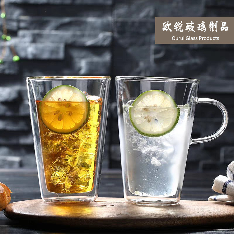 Чайный стакан с колоколообразным горлом креативный прозрачный стакан для сока молочного чая простой insulated двойная чашка